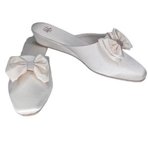 J&C Madrid Satin Boudoir/Bridal Slide Slippers Women's Size 8